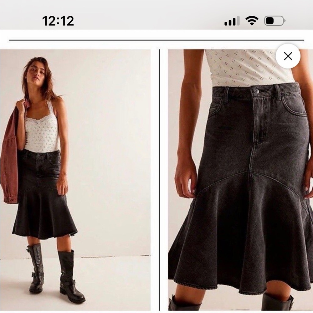 FP Movement by Free People Black Flared Midi Skirt